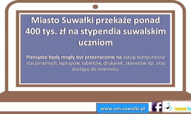 Ponad 400 tys. zł na stypendia suwalskim uczniom Ponad 400 tys. zł na stypendia suwalskim uczniom