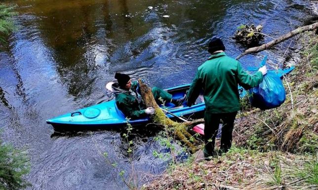 Skazani z Aresztu Śledczego w Suwałkach porządkowali teren leśny