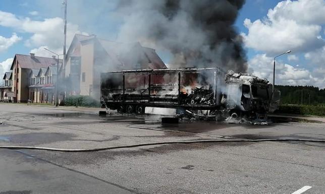 Pożar ciężarówki w Budzisku