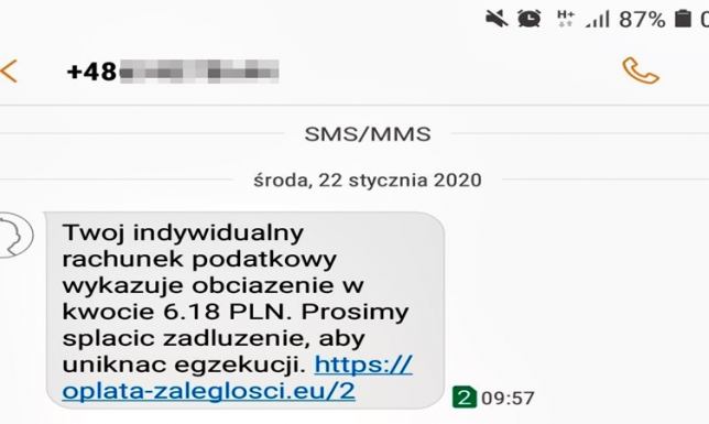 Uwaga na fałszywe SMS-y dot. zaległości na mikrorachunku podatkowym Uwaga na fałszywe SMS-y dot. zaległości na mikrorachunku podatkowym