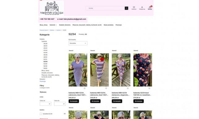 Sukienki rozmiar 52 54 - Sklep Fabryka Kiecek 