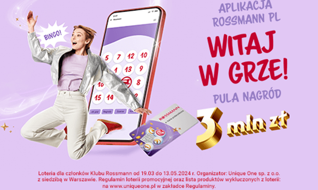 Wielka loteria w Rossmannie. Pula nagród – ponad 3 miliony zł Wielka loteria w Rossmannie. Pula nagród – ponad 3 miliony zł