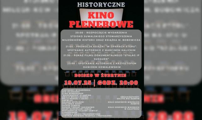 Historyczne Kino Plenerowe w Żubrynie Pokaz filmu "Stalag if Sudauen" oraz promocja książki "W oparach eteru"
