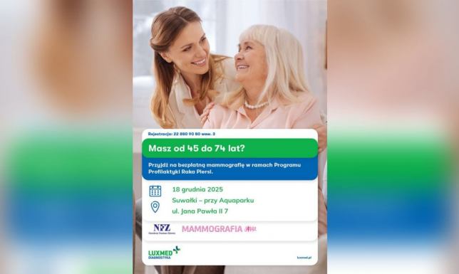 Na badanie zapraszamy kobiety w wieku od 45 do 74 lat