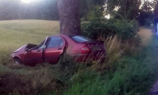 Wypadek młodego kierowcy pod Oleckiem