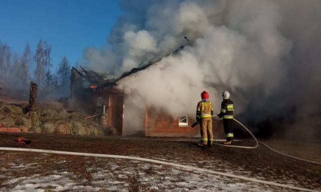 Spłonął lokal gastronomiczny i sauna Pożar w miejscowości Oszkinie w Gminie Puńsk
