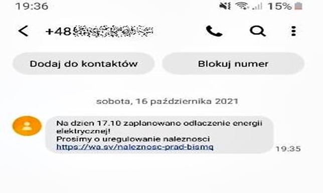 SMS o odłączeniu prądu - kolejna próba oszustwa Oszuści podszywając się pod dostawcę energii wysyłają sms