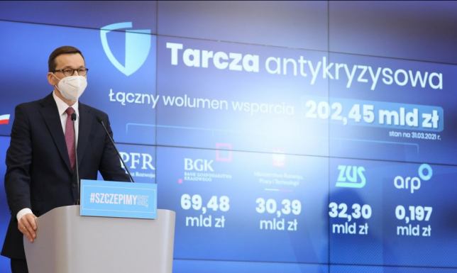 30 mld zł na ochronę miejsc pracy i wsparcie przedsiębiorców Tarcza antykryzysowa na kwiecień, premier Mateusz Morawiecki