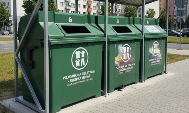 rozmieszczenie kontenerów na tekstylia w miejscach łatwo dostępnych