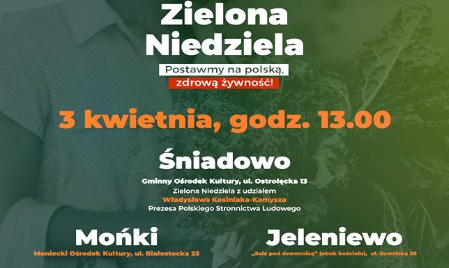 PSL zaprasza na otwarte spotkanie do Jeleniewa Zielona Niedziela, spotkanie z posłami Polskiego Stronnictwa Ludowego