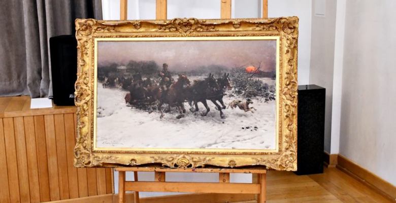 Prezentacja obrazu Alfreda Wierusza-Kowalskiego "Wieczorna sanna"