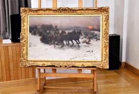 Prezentacja obrazu Alfreda Wierusza-Kowalskiego "Wieczorna sanna"