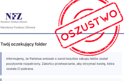 Oszuści znów podszywają się pod Narodowy Fundusz Zdrowia