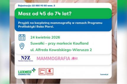 w ramach Programu Profilaktyki Raka Piersi finansowanego przez NFZ.