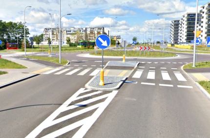 Skrzyżowanie ul. Pileckiego z ul. Chopina oraz drogą osiedla Piano Park