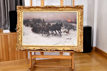 Prezentacja obrazu Alfreda Wierusza-Kowalskiego "Wieczorna sanna"